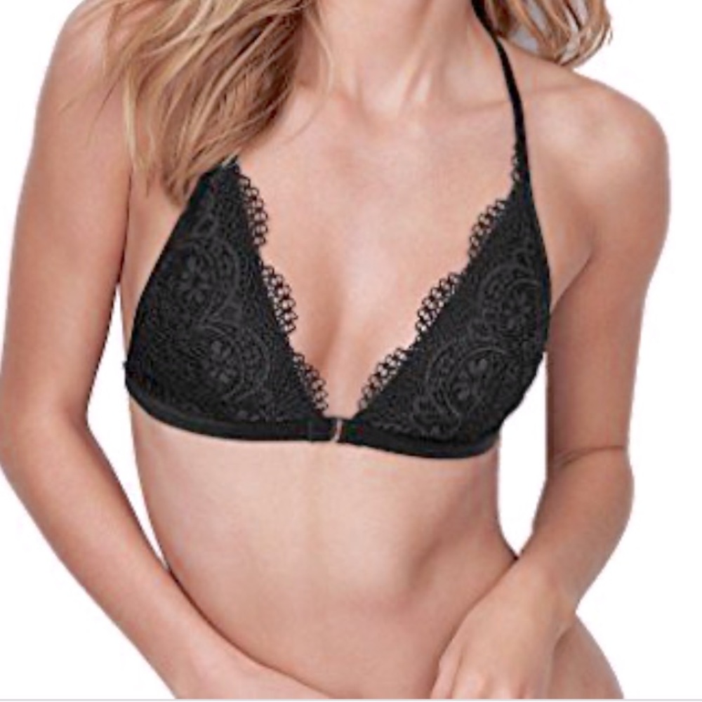 Victoria Secret triangle front-close lace bralette